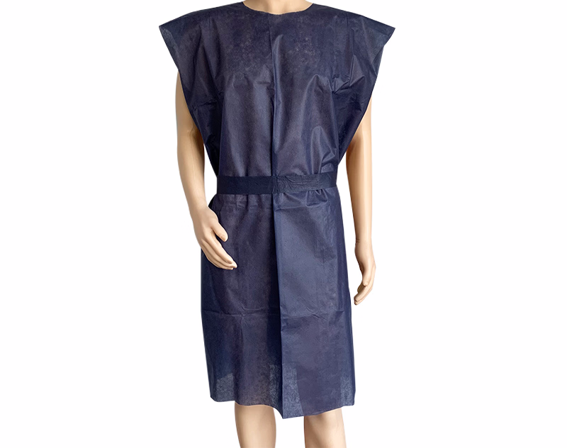 PP PATIENT GOWN, DARK BLUE,NO SLEEVES 35GSM110 X 150CM